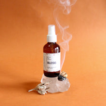 Load image into Gallery viewer, BLESS Energy Cleansing Spray. Cedar. Citrus. Sage. Palo Santo. Antibacterial Yoga Mat Mist. Quartz Crystal. 4 oz.