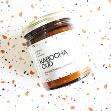 Load image into Gallery viewer, KABOCHA OUD. Japanese Pumpkin. Persimmon. Kumquat. Ginger. Clove. Brown Sugar. Blood Orange. 7 oz. Cotton Wick.