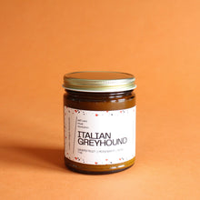 Load image into Gallery viewer, ITALIAN GREYHOUND Hand Poured Candle. Juicy grapefruit. Sugar. Rosemary. Mint. 7 oz. Cotton Wick.