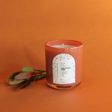 Load image into Gallery viewer, SOLSTICE SUN Hand Poured Candle. Clementine. Camphor. Frankincense. Clove. Myrrh. Cotton Wick. 12 oz. Iridescent Terracotta. Large.