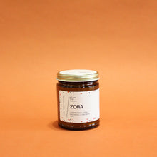 Load image into Gallery viewer, ZORA Hand Poured Candle. Lavender. Pine. Orange. Lemongrass. Cashmere. Musk. 7 oz. Traditional Cotton Wick. Amber Jar.