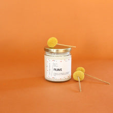 Load image into Gallery viewer, RUMI Hand Poured Candle. Pomelo Fruit. Rosewood. Meadow Grass. Gumdrop Eucalyptus. 7 oz. Wood Wick.