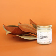 Load image into Gallery viewer, KABOCHA OUD. Japanese Pumpkin. Persimmon. Kumquat. Ginger. Clove. Brown Sugar. Blood Orange. 7 oz. Wood Wick.