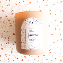 Load image into Gallery viewer, ANCESTRAL Hand Poured Candle. Sweet Potato. Cornbread. Brown Butter. Cotton Wick. 12 oz. Fawn Color. Large.