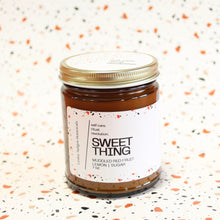 Load image into Gallery viewer, SWEET THING Hand Poured Candle. Muddled Red Fruit. Sugar. Squeezed Lemon. Vanilla. Traditional Cotton Wick. Amber Jar.