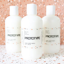Load image into Gallery viewer, PROTOTYPE Hand and Body Wash. Marula Oil. Chia Seed Extract. Jojoba Beads. Sandalwood. Papyrus. Sweet Cream. 8 oz.