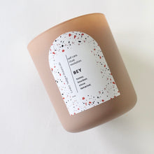 Load image into Gallery viewer, BEY Hand Poured Candle. Clove. Honey. Bourbon. Tamarind. Wood Wick. 12 oz. Matte Fawn. SALE
