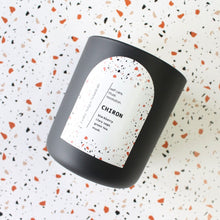 Load image into Gallery viewer, CHIRON Hand Poured Candle. Blackberry. Clary Sage. Tea. Large Wood Wick Candle. Matte Black.