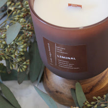Load image into Gallery viewer, LIMINAL Hand Poured Candle. Wet Lichen. Opopanax Gum. Holy Basil Leaf. Toasted Tonka Bean. 14 oz. Chestnut Matte. Large.