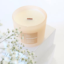 Load image into Gallery viewer, RETROGRADE Hand Poured Candle. Wood Wick. Elemi Resin. Lit Matches. Unrefined Beeswax. Big Leaf Mahogany. 14 oz. Blush Peach Matte. Large.