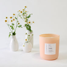 Load image into Gallery viewer, FRESH Hand Poured Candle. Orchid. Kale. Argan Wood. Pear. Gardenia. 13 oz. Matte Peach. SALE