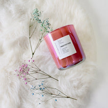 Load image into Gallery viewer, PROTOTYPE Hand Poured Candle. Iris. Sandalwood. Worn Leather. Sweet Cream. Cedarwood. Wood Wick. 12 oz. Clay Iridescent Vessel. Large. SALE