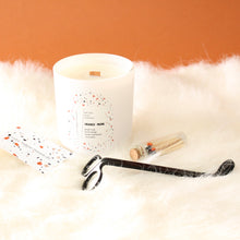 Load image into Gallery viewer, ORANGE MOON Hand Poured Candle. Blood Orange. Ginger Snap. Cacao Blanc. Wood Wick. 12 oz. Matte White.