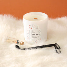 Load image into Gallery viewer, ORANGE MOON Hand Poured Candle. Blood Orange. Ginger Snap. Cacao Blanc. Wood Wick. 12 oz. Matte White.