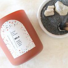 Load image into Gallery viewer, NOLA Hand Poured Candle. Bourbon. Beignet. Tobacco. Wood Wick. 12 oz. Matte Terracotta.