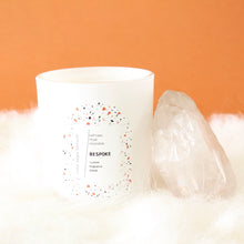 Load image into Gallery viewer, BESPOKE Hand Poured Candle. One of a Kind Custom Fragrance Blend. Wood Wick. 12 oz. Matte White.