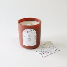 Load image into Gallery viewer, NOLA Hand Poured Candle. Bourbon. Beignet. Tobacco. Wood Wick. 12 oz. Matte Terracotta.