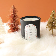Load image into Gallery viewer, RUMI Hand Poured Candle. Pomelo Fruit. Gumdrop Eucalyptus. Meadow Grass. Wood Wick. 12 oz. Matte Black.