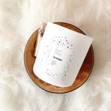 Load image into Gallery viewer, BESPOKE Hand Poured Candle. One of a Kind Custom Fragrance Blend. Wood Wick. 12 oz. Matte White.