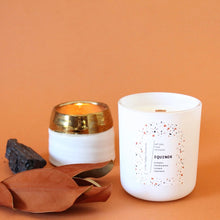 Load image into Gallery viewer, EQUINOX Hand Poured Candle. Charred Marshmallow. Pumpkin Pulp. Cashmere. Vetiver. Wood Wick. 12 oz. Matte White.