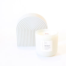 Load image into Gallery viewer, MOONLIT Hand Poured Candle. Night Queen Jasmine. Braided Sweetgrass. Buddha's Hand. Musc Blanc. Wood Wick. 14 oz. Matte Cream. Large.