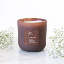 Load image into Gallery viewer, LIMINAL Hand Poured Candle. Wet Lichen. Opopanax Gum. Holy Basil Leaf. Toasted Tonka Bean. 14 oz. Chestnut Matte. Large.