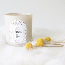 Load image into Gallery viewer, BRIGHT MOMENTS Hand Poured Candle. Yuzu. Basil. Bergamot. Odor Neutralizing Candle. Wood Wick. 12 oz. Matte Cream.