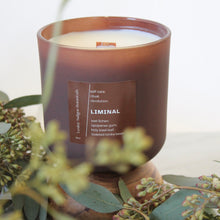 Load image into Gallery viewer, LIMINAL Hand Poured Candle. Wet Lichen. Opopanax Gum. Holy Basil Leaf. Toasted Tonka Bean. 14 oz. Chestnut Matte. Large.