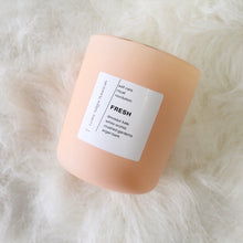 Load image into Gallery viewer, FRESH Hand Poured Candle. Orchid. Kale. Argan Wood. Pear. Gardenia. 13 oz. Matte Peach. SALE