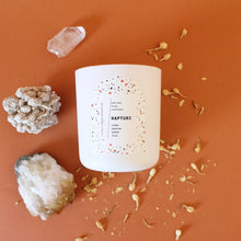 Load image into Gallery viewer, RAPTURE Hand Poured Candle. Tonka. Cocoa Butter. Jasmine. Olive Wood. Wood Wick. 12 oz. Matte White.