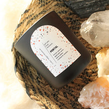 Load image into Gallery viewer, PORTAL Hand Poured Candle. Palo Santo. Eucalyptus. Cypress. Wood Wick. 12 oz. Matte Black.