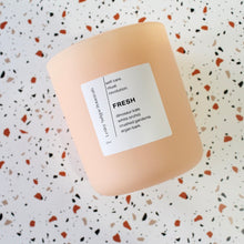 Load image into Gallery viewer, FRESH Hand Poured Candle. Orchid. Kale. Argan Wood. Pear. Gardenia. 13 oz. Matte Peach. SALE