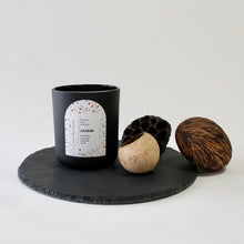 Load image into Gallery viewer, CHIRON Hand Poured Candle. Blackberry. Clary Sage. Tea. Large Wood Wick Candle. Matte Black.