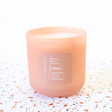 Load image into Gallery viewer, TIDAL Hand Poured Candle. Calabrian Lemon. Green Lilac. Jade Water. Spanish Juniper. 14 oz. Deep Peach Matte. Large.