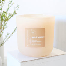 Load image into Gallery viewer, RETROGRADE Hand Poured Candle. Wood Wick. Elemi Resin. Lit Matches. Unrefined Beeswax. Big Leaf Mahogany. 14 oz. Blush Peach Matte. Large.