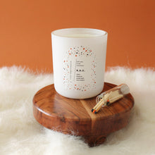 Load image into Gallery viewer, B.D.E. Hand Poured Candle. Elemi. Black Tea. Tobacco. Scotch. Wood Wick. 12 oz. Matte White.