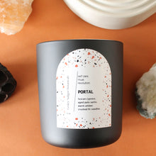 Load image into Gallery viewer, PORTAL Hand Poured Candle. Palo Santo. Eucalyptus. Cypress. Wood Wick. 12 oz. Matte Black.