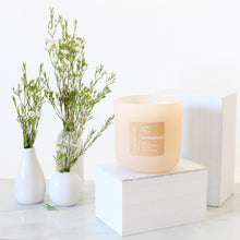 Load image into Gallery viewer, RETROGRADE Hand Poured Candle. Wood Wick. Elemi Resin. Lit Matches. Unrefined Beeswax. Big Leaf Mahogany. 14 oz. Blush Peach Matte. Large.