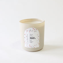 Load image into Gallery viewer, BRIGHT MOMENTS Hand Poured Candle. Yuzu. Basil. Bergamot. Odor Neutralizing Candle. Wood Wick. 12 oz. Matte Cream.