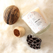 Load image into Gallery viewer, GREEN EYES Hand Poured Candle. Granny Smith Apple. Salted Caramel. Jasmine Leaf. Wood Wick. 12 oz. Clear Vessel.