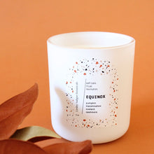 Load image into Gallery viewer, EQUINOX Hand Poured Candle. Charred Marshmallow. Pumpkin Pulp. Cashmere. Vetiver. Wood Wick. 12 oz. Matte White.