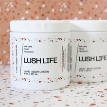 Load image into Gallery viewer, LUSH LIFE Hand and Body Lotion. Avocado Oil. Cucumber Extract. Shea Butter. Vanilla. Rose. Plum. 8 oz.