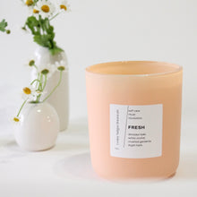 Load image into Gallery viewer, FRESH Hand Poured Candle. Orchid. Kale. Argan Wood. Pear. Gardenia. 13 oz. Matte Peach. SALE