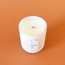Load image into Gallery viewer, RADIANT Hand Poured Candle. Muguet. Cassis. Cedar. Marigold. Green Wood. Wood Wick. 12 oz. Matte White.
