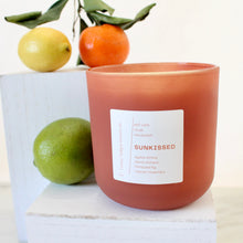 Load image into Gallery viewer, SUNKISSED Hand Poured Candle. Agave Amica. Neroli Extract. Honeyed Fig. Tuscan Rosemary. Wood Wick. 14 oz. Fawn Tan. Large.