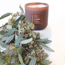 Load image into Gallery viewer, LIMINAL Hand Poured Candle. Wet Lichen. Opopanax Gum. Holy Basil Leaf. Toasted Tonka Bean. 14 oz. Chestnut Matte. Large.