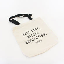 Load image into Gallery viewer, LOGO BAG. Self Care. Ritual. Revolution. Lesley Saligoe Botanicals Canvas Tote.
