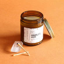 Load image into Gallery viewer, AMALFI AIR Hand Poured Candle. Crushed Sage. Driftwood. Citrus Peel. Sea Salt. 7 oz. Wood Wick. Cotton Wick.