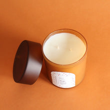 Load image into Gallery viewer, VELVET Hand Poured Candle. Sandalwood. Cassis. Waterlily. Pink Pepper. Jasmine. 16 oz oz. Double Cotton Wick. Tangerine and Amber.