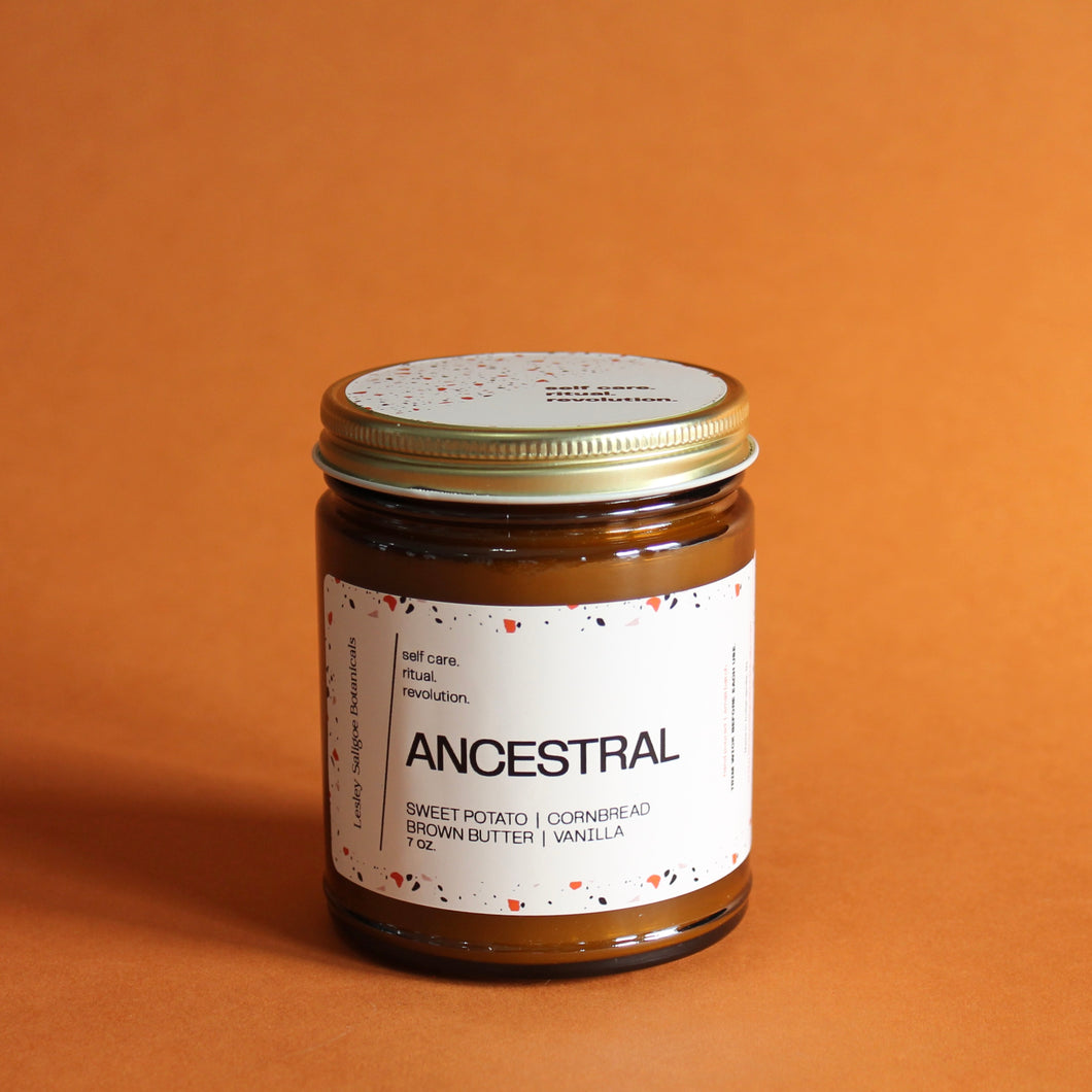 ANCESTRAL Hand Poured Candle. Sweet Potato Cornbread. Brown Butter. 7 oz. Cotton Wick.